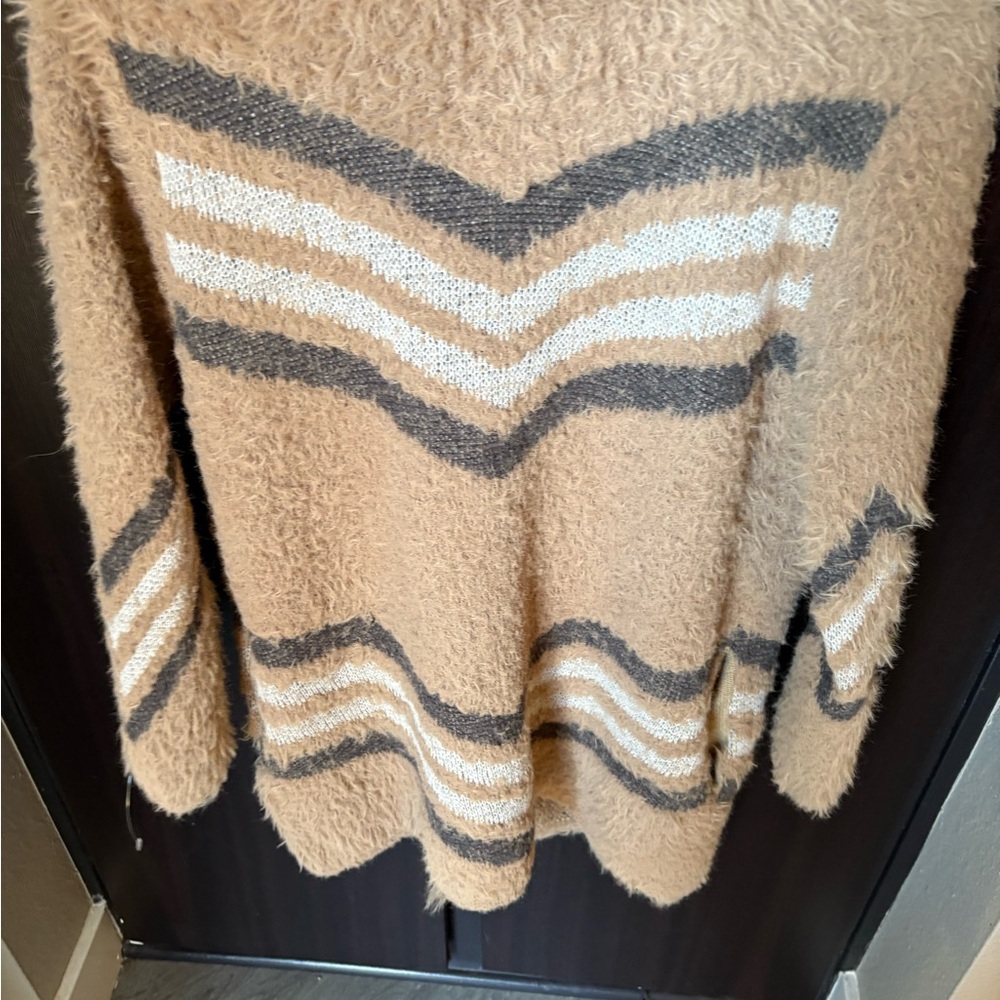 Love Women's Cozy Tan and Gray Striped Cardigan - Picture 4 of 4